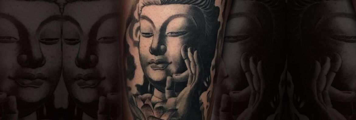 Tatuaje realista de buda realizado por Aitor Murga en Ink for All Tattoo